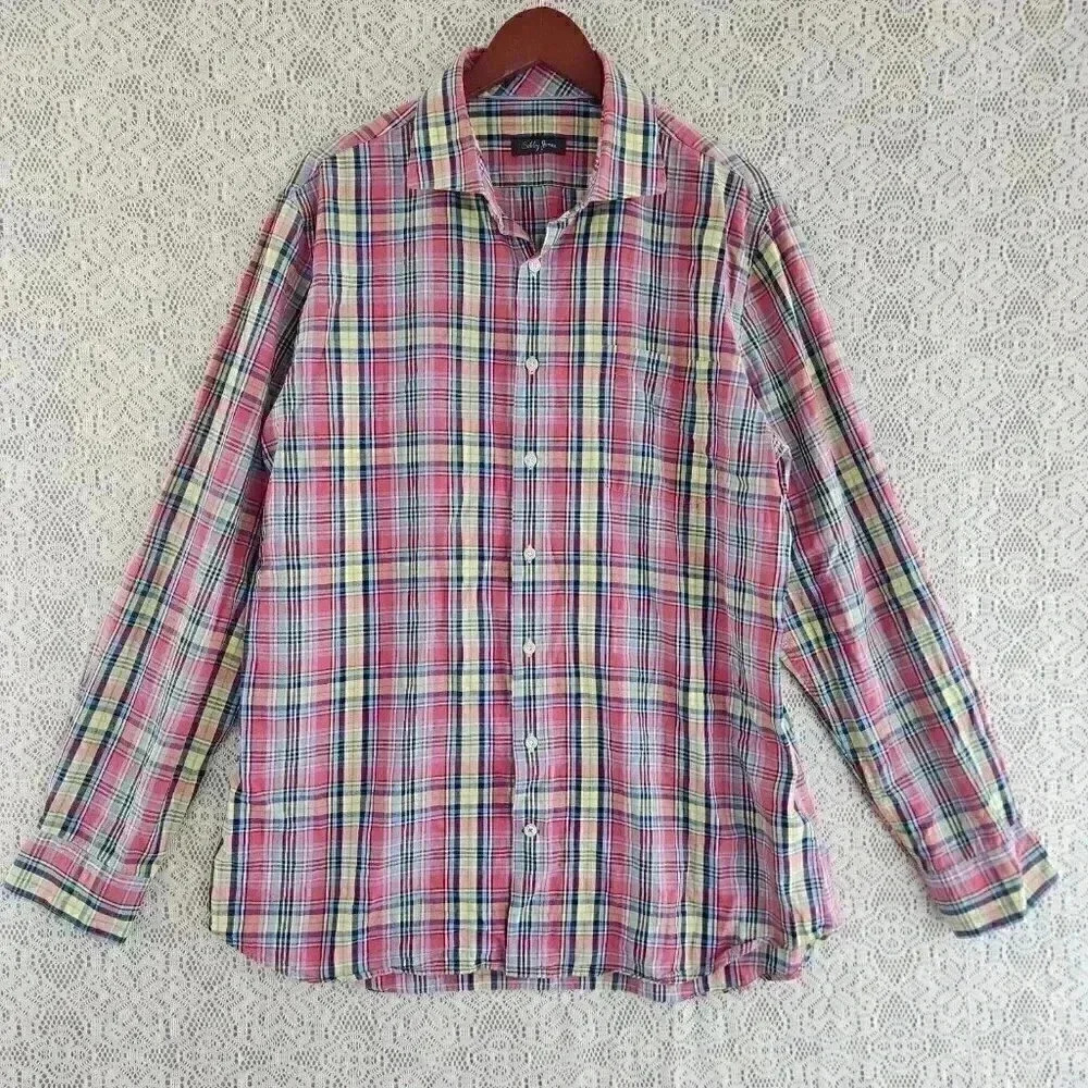 Bobby Jones Pink Plaid Button Up Long sleeve Men's Shirt XL